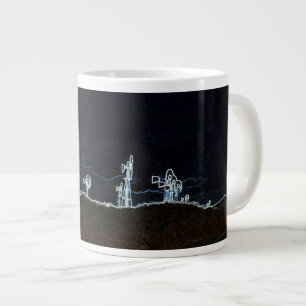 Phantastische Vintage Windmühle-Farm Neon Glow der Jumbo-Tasse