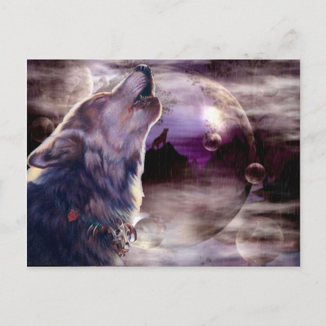 Phantastische Wolf Song Postcard Postkarte (Vorderseite)