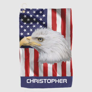 Phantastischer Adler, die amerikanische Flagge, Pa Golfhandtuch