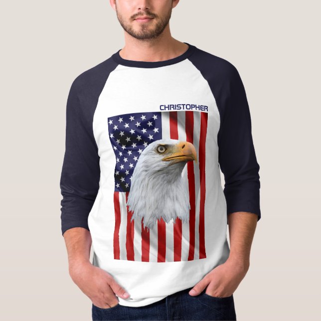 Phantastischer amerikanischer Adler, USA-Flagge, P T-Shirt (Vorderseite)