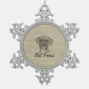 Phantastischer bezaubernder, trendiger Boxer Welpe Schneeflocken Zinn-Ornament