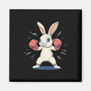 Phantastischer Bunny mit Boxhandschuhen für Osterl Magnet