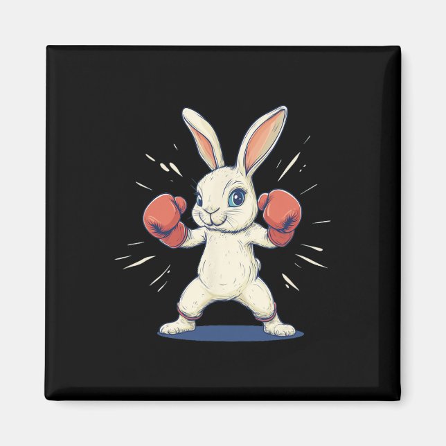 Phantastischer Bunny mit Boxhandschuhen für Osterl Magnet (Vorne)