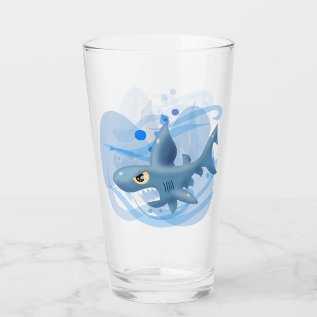 Phantastischer Cartoon Shark Glas (Rückseite)