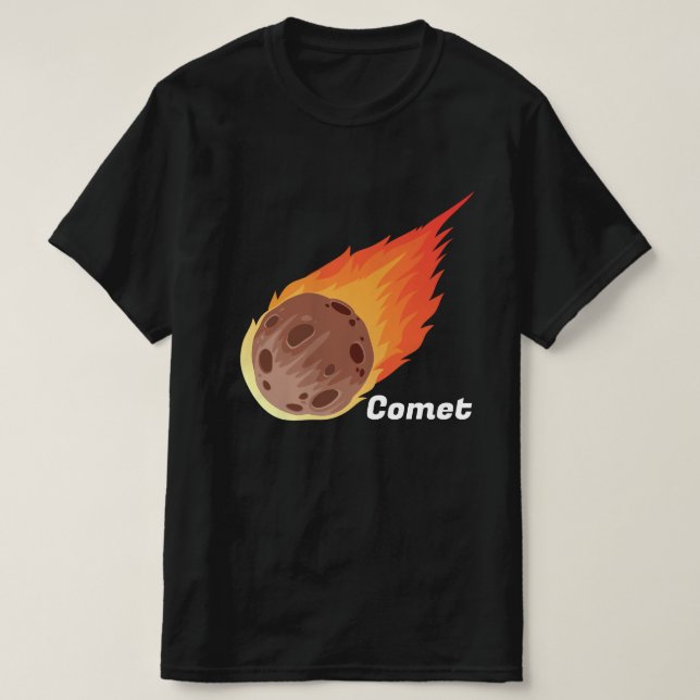 Phantastischer Comet mit Feuer l Universe Black T-Shirt (Design vorne)