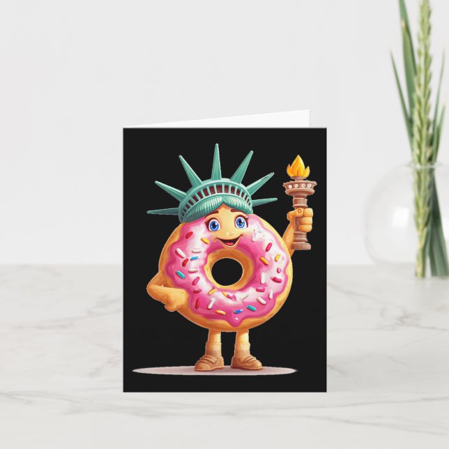 Phantastischer Donut mit Freiheitsstatue für Junge Karte (Vorderseite)