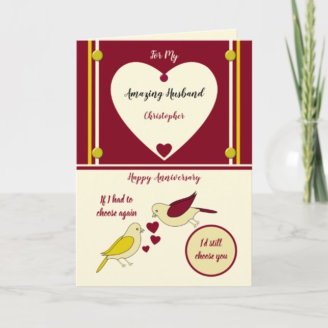 Phantastischer Ehemann Jubiläum gelb und rot Karte (Vorderseite)