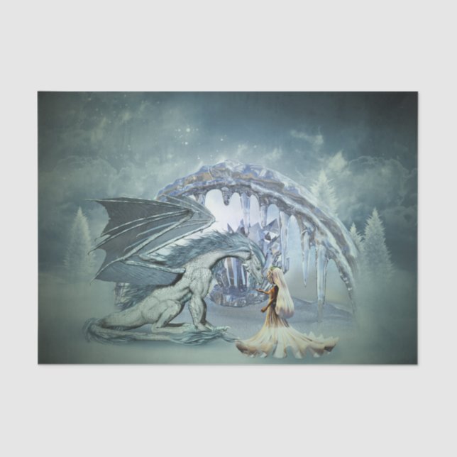 Phantastischer Eisdrache Seidenpapier (Vorderseite)