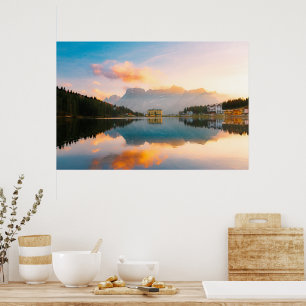 Phantastischer farbiger Sonnenuntergang Lago di Mi Poster