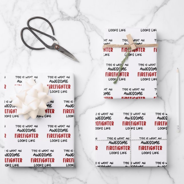 Phantastischer Feuerwehrmann Feuerwehrmann Geschenkpapier Set (Vorderseite)