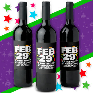 Phantastischer Geburtstag 2024 Leap Day Leap Year Weinetikett