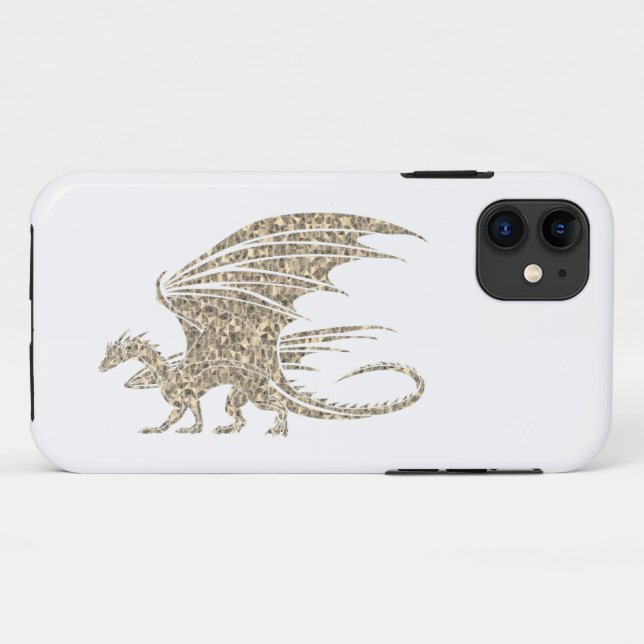 Phantastischer Goldener Mosaikdrache Case-Mate iPhone Hülle (Rückseite (Horizontal))
