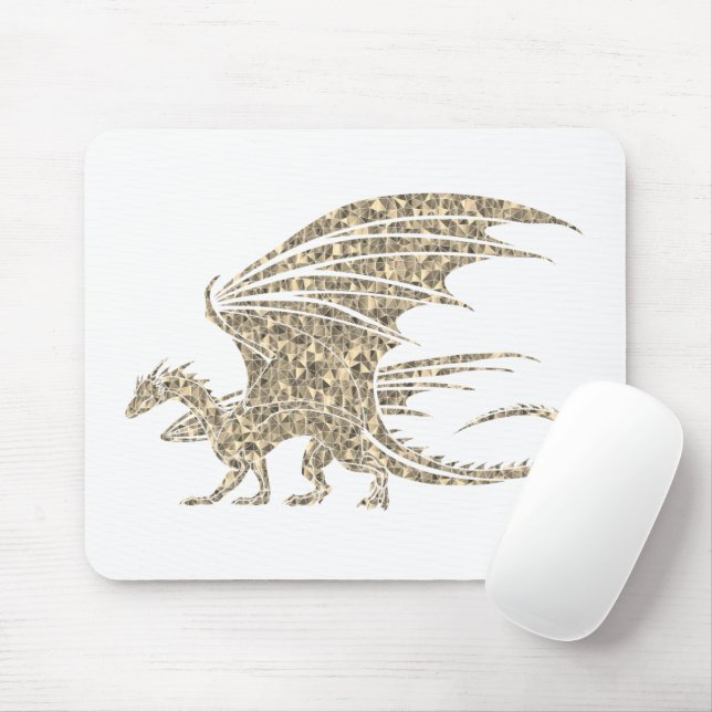 Phantastischer Goldener Mosaikdrache Mousepad (Mit Mouse)