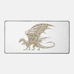 Phantastischer Goldener Mosaikdrache Schreibtischunterlage
