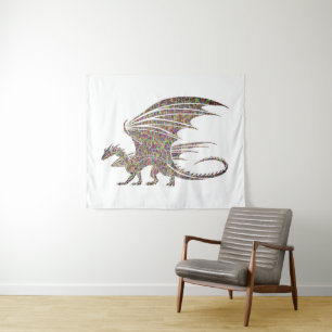 Phantastischer Goldener Mosaikdrache Wandteppich