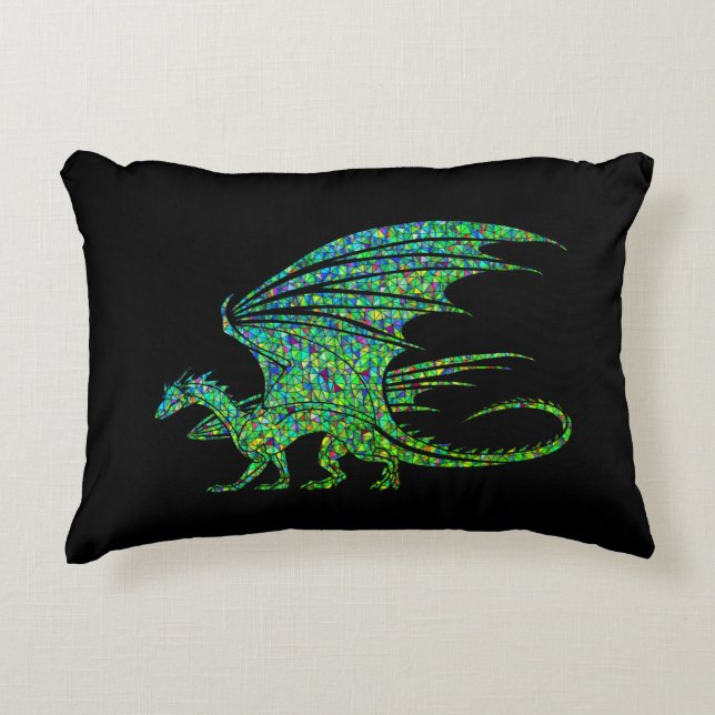 Phantastischer Green Dragon Mosaik Dekokissen (Vorderseite)