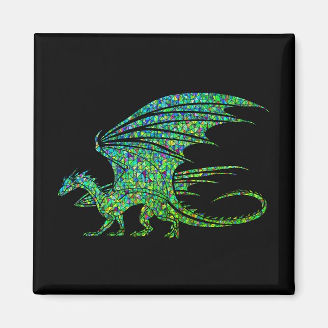 Phantastischer Green Dragon Mosaik  Magnet (Vorne)