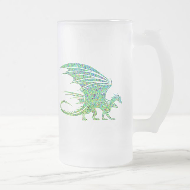 Phantastischer Green Dragon Mosaik Mattglas Bierglas (Rechts)
