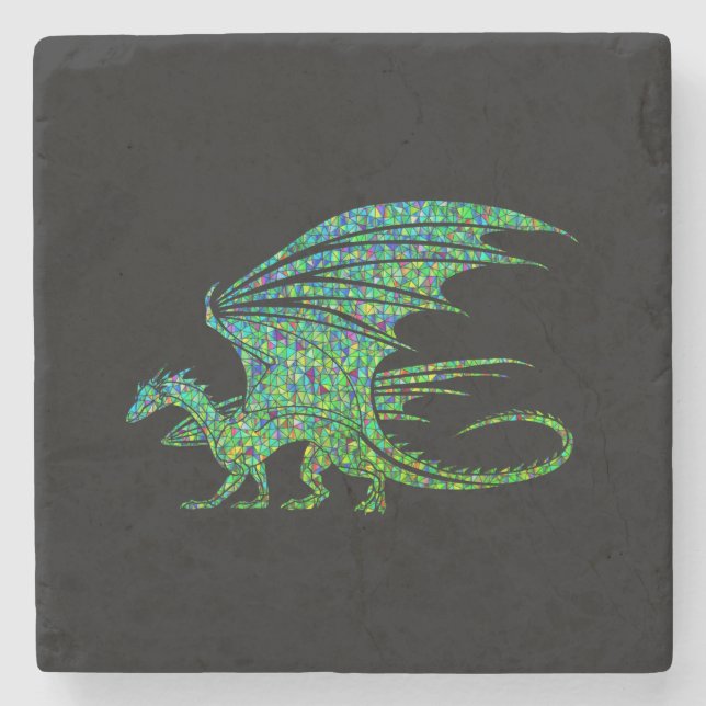 Phantastischer Green Dragon Mosaik Steinuntersetzer (Vorderseite)