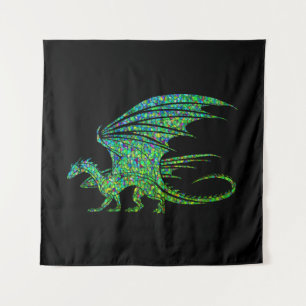 Phantastischer Green Dragon Mosaik Wandteppich