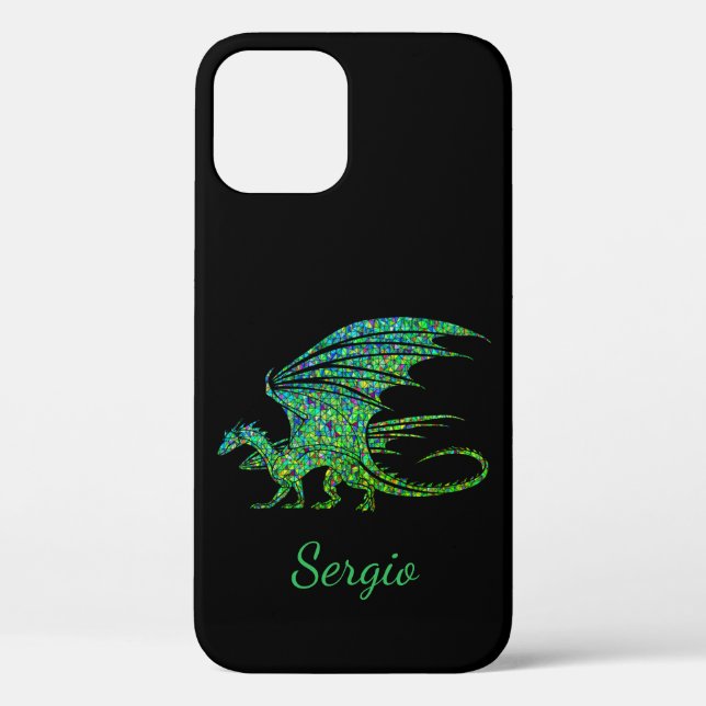 Phantastischer grüner Mosaikdrache Case-Mate iPhone Hülle (Rückseite)