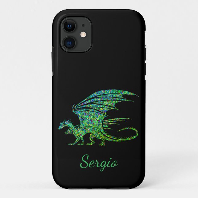 Phantastischer grüner Mosaikdrache Case-Mate iPhone Hülle (Rückseite)