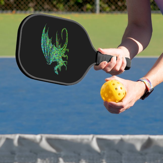 Phantastischer grüner Mosaikdrache Pickleball Schläger (InSitu)