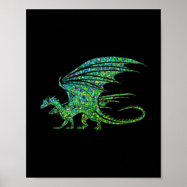 Phantastischer grüner Mosaikdrache Poster (Vorne)