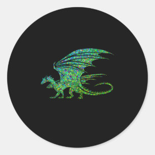 Phantastischer grüner Mosaikdrache Runder Aufkleber