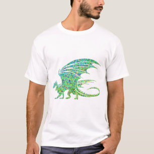 Phantastischer grüner Mosaikdrache  T-Shirt