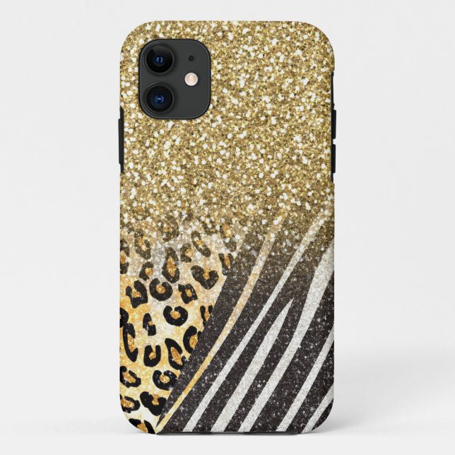 Phantastischer gürtiger Goldleopard und Zebradruck Case-Mate iPhone Hülle (Rückseite)