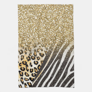 Phantastischer gürtiger Goldleopard und Zebradruck Handtuch