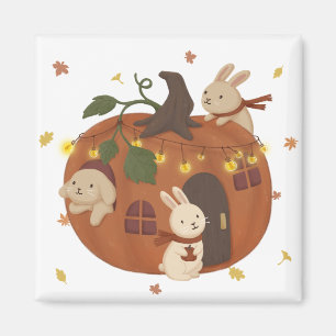 Phantastischer Herbst: Bunny & Pumpkin Magnet