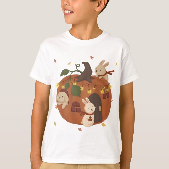 Phantastischer Herbst: Bunny & Pumpkin T-Shirt (Vorderseite)