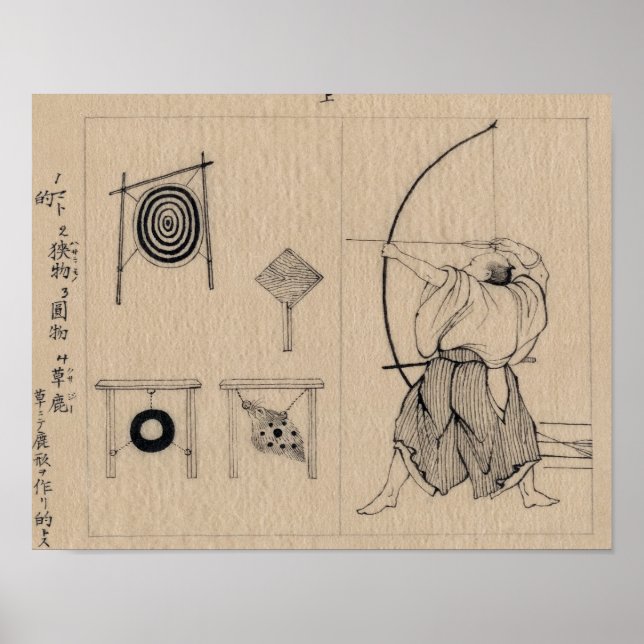 Phantastischer japanischer Bogenschütze Zeichnete  Poster (Vorne)