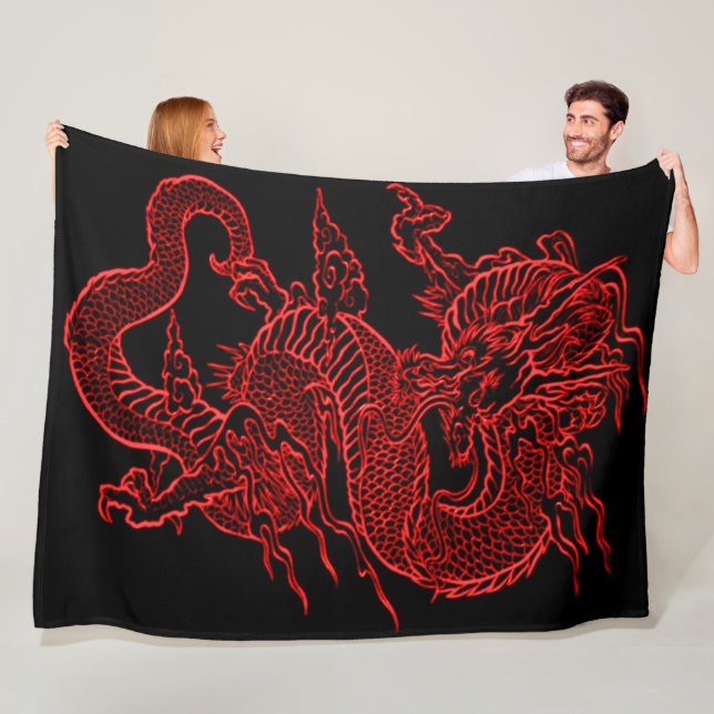 Phantastischer japanischer Drachenschwarm Fleecedecke (Beispiel)