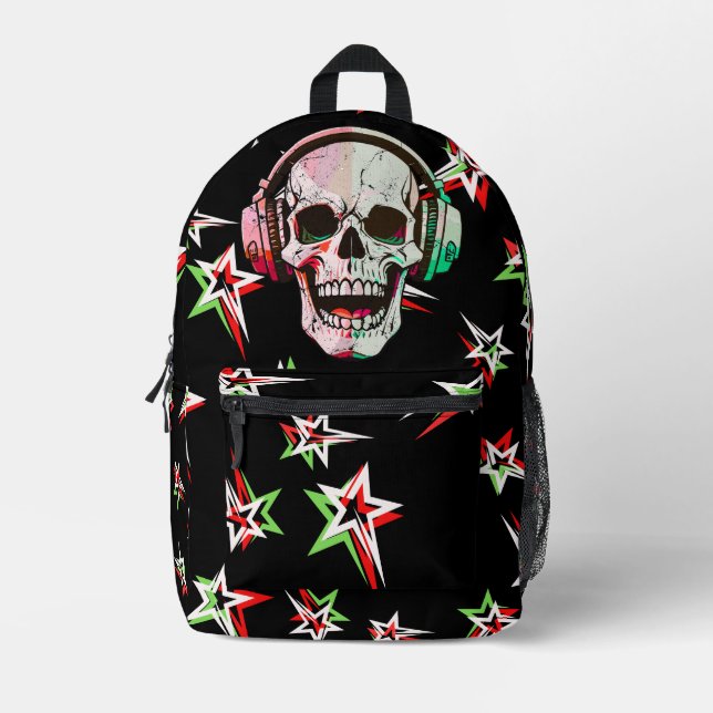 Phantastischer Jugendlicher-Gradientenschädel Neon Bedruckter Rucksack (Vorderseite)