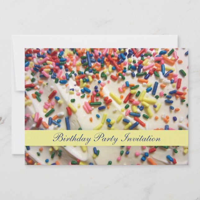 Phantastischer Kuchen und Sprinklen Geburtstag Einladung (Vorderseite)