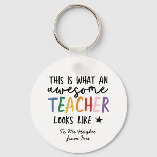 Phantastischer Lehrer Moderne Typografie Regenboge Schlüsselanhänger