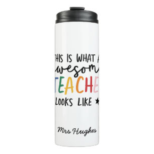 Phantastischer Lehrer Moderne Typografie Regenboge Thermosbecher