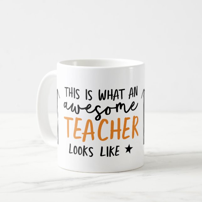 Phantastischer Lehrer Modernes Typografie-Orangeng Kaffeetasse (Vorderseite Links)