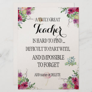 Phantastischer Lehrer Vielen Dank für Ihr Dankesch Karte