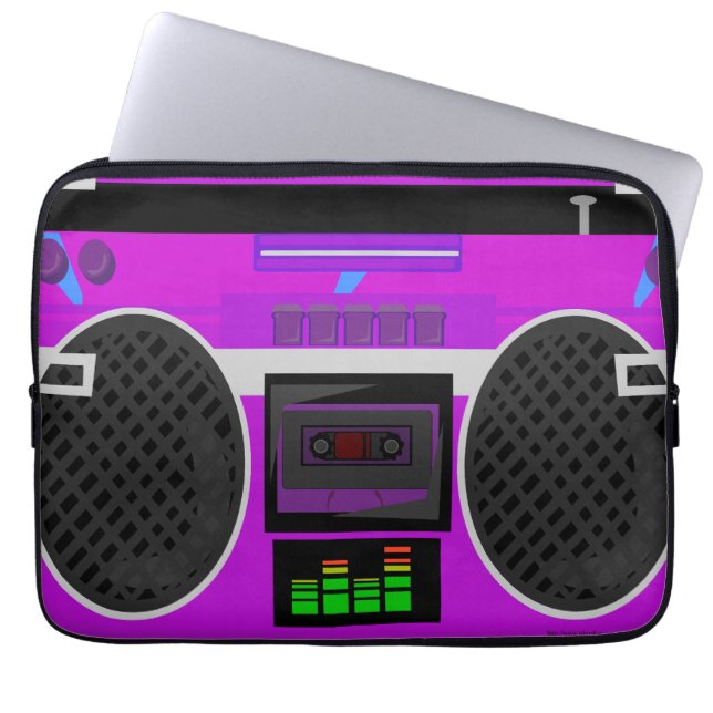 Phantastischer Lila Illustrierter 80er Boombox Laptopschutzhülle (Vorderseite)