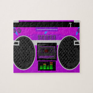Phantastischer Lila Illustrierter 80er Boombox Puzzle