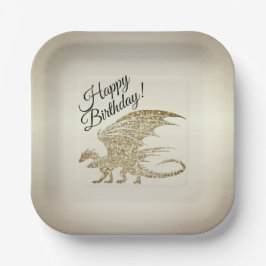 Phantastischer Mosaik Dragon Golden Geburtstag Pappteller
