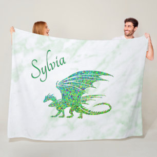 Phantastischer Mosaik Grüner Drache Persönlich Fleecedecke