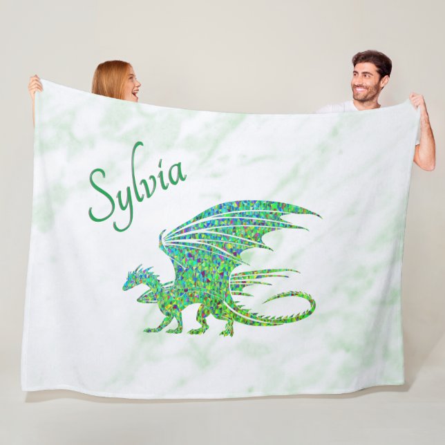 Phantastischer Mosaik Grüner Drache Persönlich Fleecedecke (Beispiel)