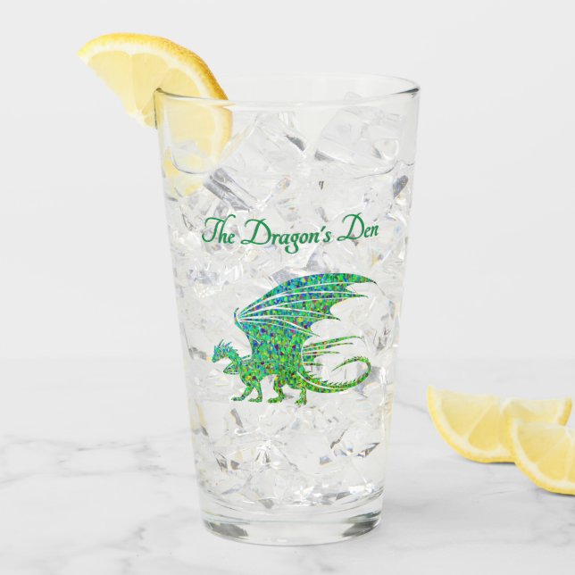 Phantastischer Mosaik Grüner Drache Persönlich Glas (Vorderseite Ice)