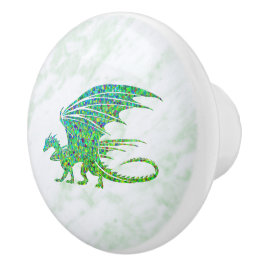 Phantastischer Mosaik Grüner Drache Persönlich Keramikknauf