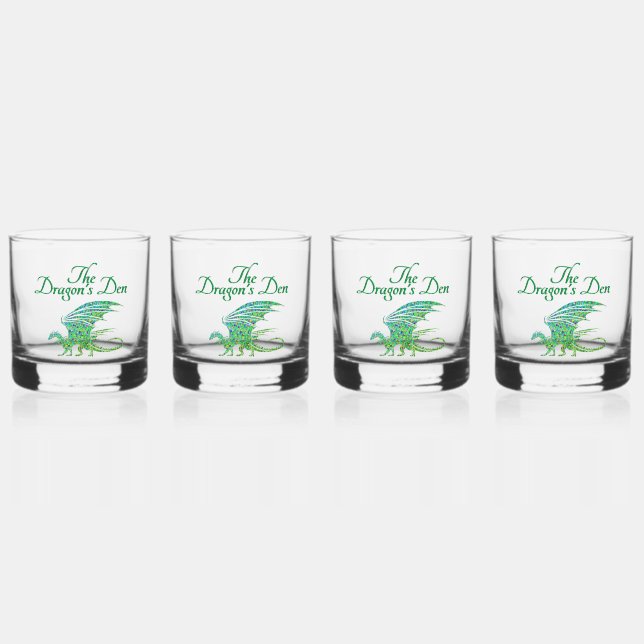 Phantastischer Mosaik Grüner Drache Persönlich Whiskyglas (Vorderseite)